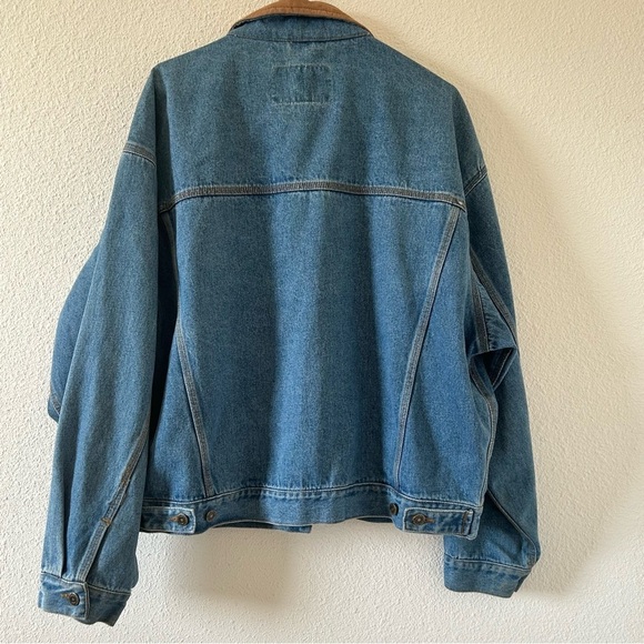 VTG WoodLake Men’s Chore Trucker Jacket XL Leather Denim Rodeo Cowboy Barn Work - Picture 11 of 16